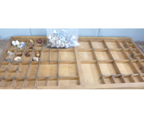 A printers tray and a collection of Wade Whimsies 