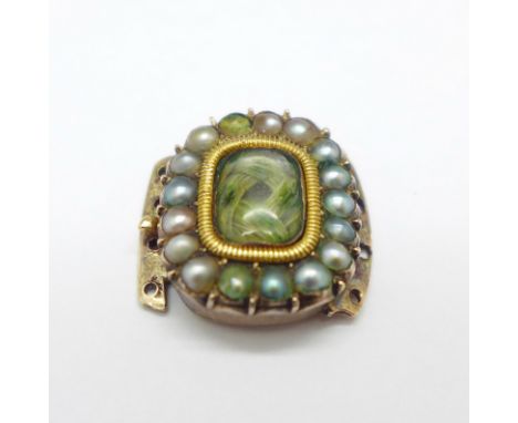 A Georgian seed pearl set fastener, for a four strand bracelet or necklet 