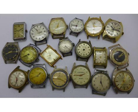 Manual wind wristwatch heads, a/f 