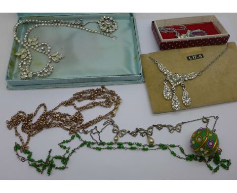 A collection of vintage necklaces 