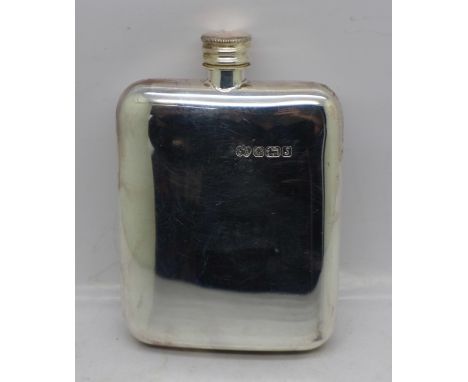 A silver Elkington &amp; Co. hip flask, Sheffield 1992, 273g 