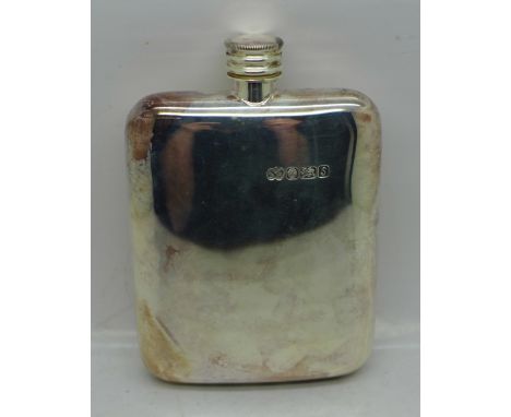 A silver Elkington &amp; Co. hip flask, Sheffield 1992, 274g 