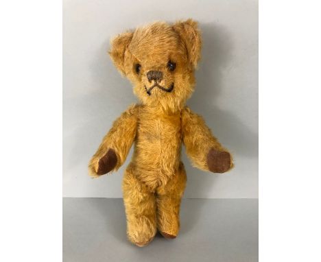 Vintage teddy bear, Deans child's play mohair teddy, brown velvet paw pads stitched nose and mouth, with squeaker (not workin