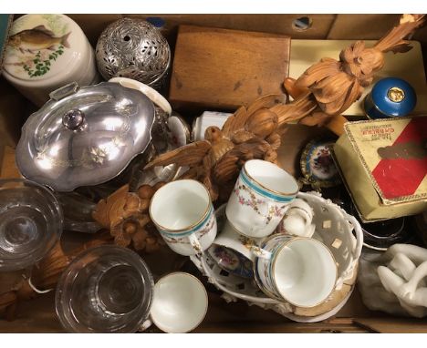 Miscellaneous collection of antique and vintage collectables to include silver plate items, Ceramics, Chess set , cut glass, 