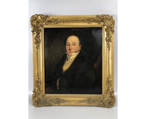 Antique 19th century portrait, oil on canvas of a Gentleman, written in pencil on reverse David Rook Died 1850, contained in 