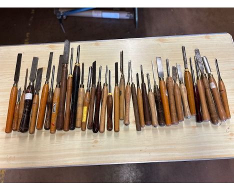 A Large collection of Woodturning Chisels, gouges and woodturning tools approx 35 in total