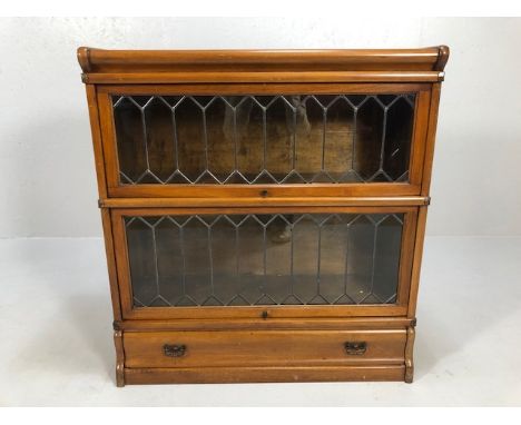Globe Wernicke two tier mahogany book case with lift up leaded glass fronts and bottom drawer approximately 87 x 30 x 92cm 