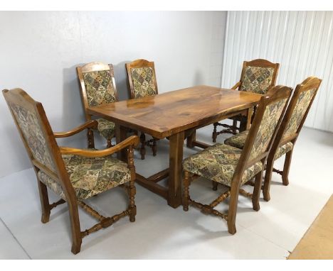 Modern furniture, polished walnut six seater refectory-style dining table by maker Nicholas Wood of Stratford upon Avon, with