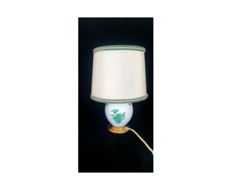Augarten Lamp&nbsp;with Original Lampshade, single bulb.. Maria Therasia, green painted scatter of flowers and floral bouquet