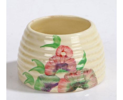 Wilkinson Ltd porcelain preserve pot, the ribbed tapering body with foliate decoration, 4.5cm high