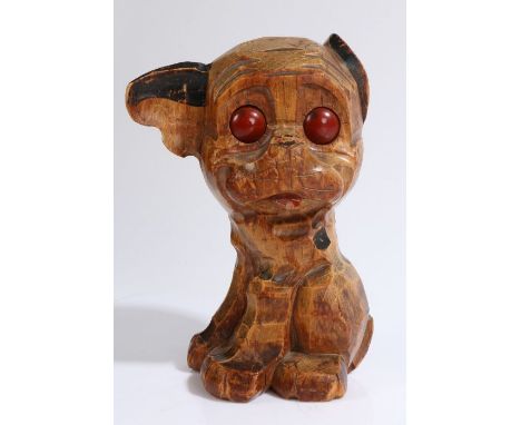 Probably Fritz Oswald Uhrenfabrik,&nbsp;German black forest rotating eyes novelty clock, the carved wooden case in the form o