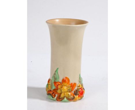 Clarice Cliff Wilkinson Ltd. My Garden pattern vase, the body with raised orange foliate decoration, shape number 686, stampe