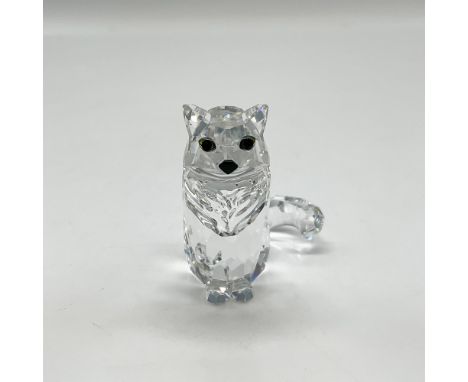 Part of the Peaceful Countryside group, figural is in attentive sitting position created with clear faceted crystal body, bus