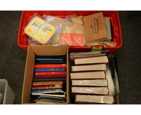 Vast stamp and philately collection to include six Royal Mail red leatherette stockbooks, much loose stamps sorted by country