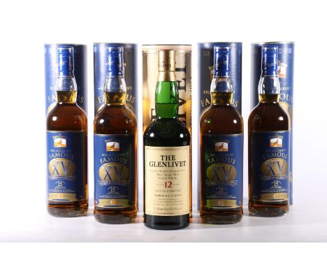 Four bottles of THE FAMOUS GROUSE Bill McLaren's XV Rugby Select 15 year old blended Scotch whisky, 40% abv. 70cl and THE GLE