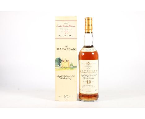 THE MACALLAN 10 year old single malt Scotch whisky, old style cream and gilt label, 40% abv., 70cl, boxed, the box with 'Win 