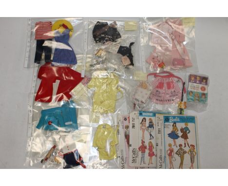 1960s Mattel Inc Toymakers Barbie doll clothing and accessories to include Baby Sitting set, Slumber Party, Ballerina outfit,