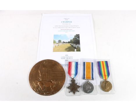 Medals of 16914 Private John Harper of the 12th Battalion Royal Scots, who was killed in action KIA 19th July 1916, aged 19, 