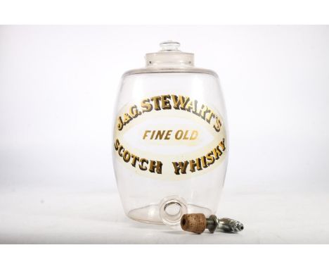 Late 19th or early 20th century bar or shop counter top glass whisky dispenser jar 'J&amp;G Stewart's Fine Old Scotch', of ca
