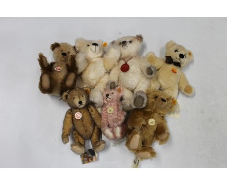 Steiff bears to include 019579 Molly, 000188 1903 Classic, 000263 1907 Classic, 001000 Classic, 663376 Bella, 028779 Classic 