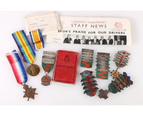 Medals of M2-032371 Private Reginald Brook Partridge of the Army Service Corps comprising WWI victory medal and 1914-15 star 