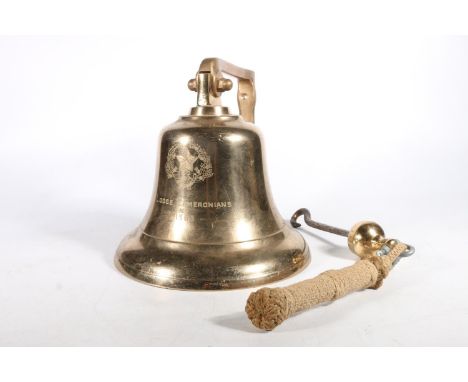 Masonic interest, a large heavy brass bell in the manner of a ships bell with incised star and bugle crest and 'LODGE CAMERON