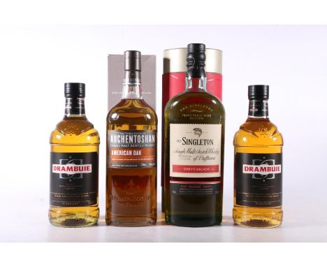 THE SINGLETON OF DUFFTOWN Spey Cascade single malt Scotch whisky, 40% abv. 70cl boxed, AUCHENTOSHAN American Oak single malt 