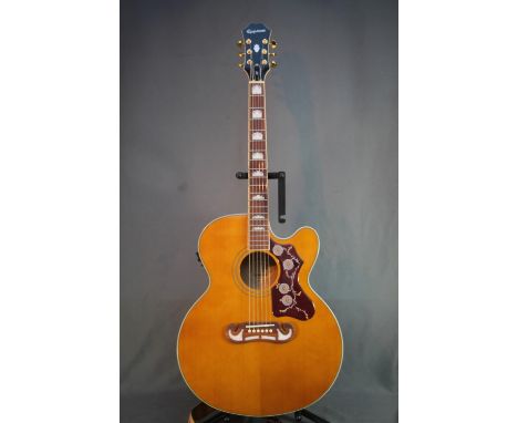 Epiphone electro acoustic six string guitar model number EJ-200SCE. 