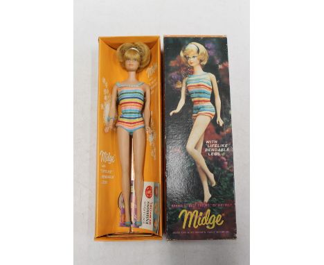 1960s Mattel Inc Toymakers Barbie doll Barbie's Best Friend Midge no: 1080 'Ash Blonde' Teen Age Fashion Model with Pedestal,
