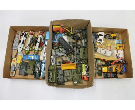 Collection of playworn diecast model vehicles to include Dinky Toys Shado 2 vehicle, OSA 2 Missile Boat, Bren Gun Carrier, Le