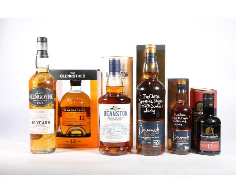 Six bottles of single malt Scotch whisky to include THE GLENROTHES 12 year old 70cl 40% abv. boxed, BENROMACH 10 year old 70c