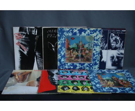 Collection of Rolling Stones and Rolling Stones related to include Sticky Fingers with working zip front cover,&nbsp;Their Sa