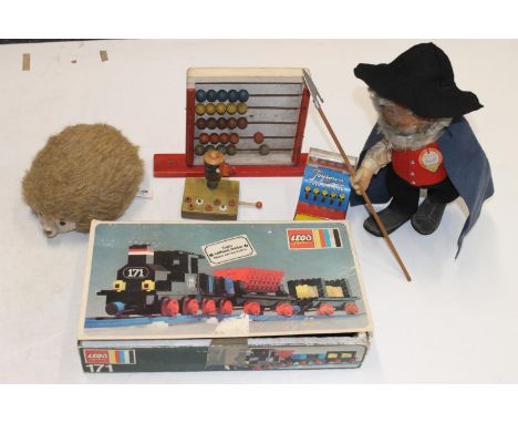 Vintage Steiff Shafer (Shephard) doll with original label, a Merrythought hedgehog soft toy, Lego set 171 Train without motor