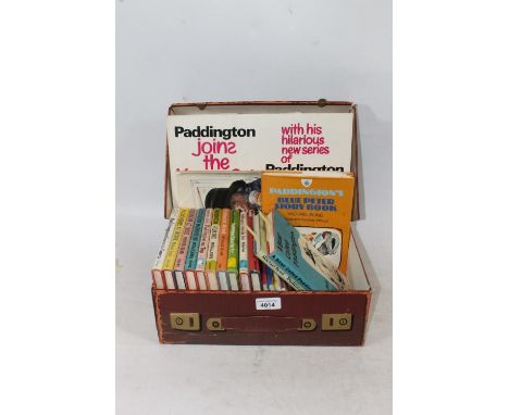 Michael Bond Paddington Bear interest, a collection of books to include A Bear Called Paddington 1968 with inserted card sign