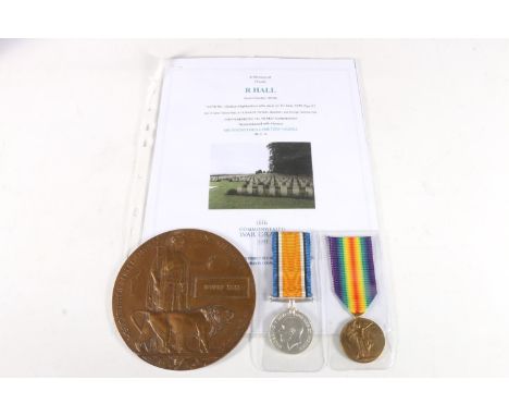 Medals of 202326 Private Robert Hall of the 1st/7th Battalion Gordon Highlanders, who died of wounds DOW 30th June 1918 aged 