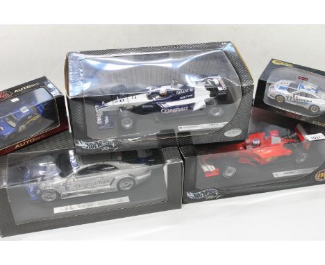 Hotwheels 1:18 scale Formula 1 F1 racing car models 50171 Rubens Barrichello Ferrari and 50201 Juan Pablo Montoya Williams FW