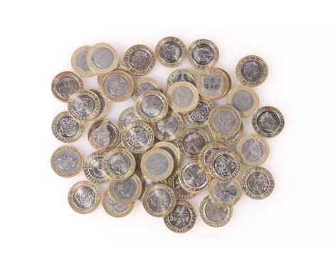 UNITED KINGDOM Queen Elizabeth II (1952-2022) two pound £2 coins x48 including William Shakespere 2016, DNA 2007, Charles Dic