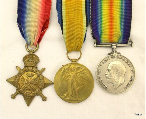 A WW1 1914 Mons Star medal trio named to CMT-1632 Private L Defriend of the Army Service Corps