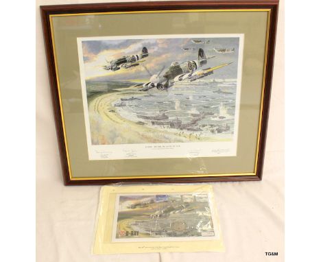 A Limited Edition signed print D.Day by Air, Land and Sea 1089-2950 and a 60th Anniversary D.Day coin first day cover