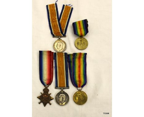 A WW1 medal trio named to T4-124298 Private S Jones of the Army Service Corps and a WW1 medal pair named to 40055 Private WJ 