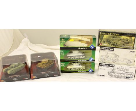 A collection of 8 Corgi and Solido Military Vehicles, Boxed