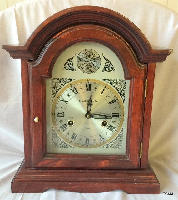 A 31 day mahogany bracket clock by C Wood and Son