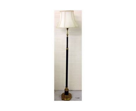 A turned brass standard lamp 159cm high