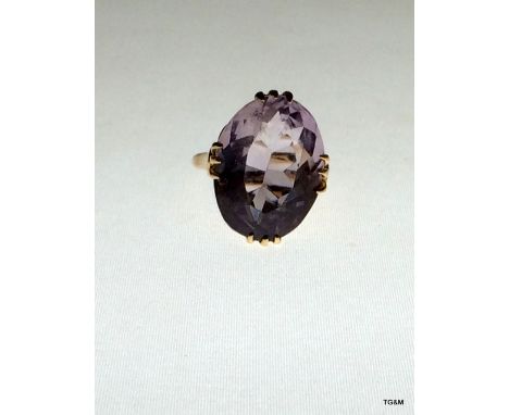 A 9ct gold antique amethyst dress ring size k