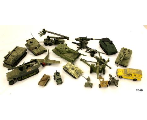 A collection of play worn Army Dinky and Corgi