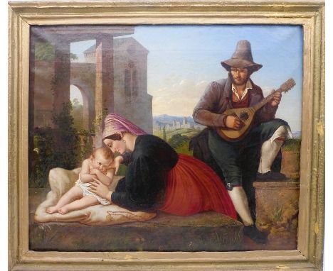 Gemälde, 19.Jh., Öl/Lw., in der Art von August Heinrich Riedel (1799 Bayreuth - 1883 Rom),unsigniert, Darstellung einer Itali