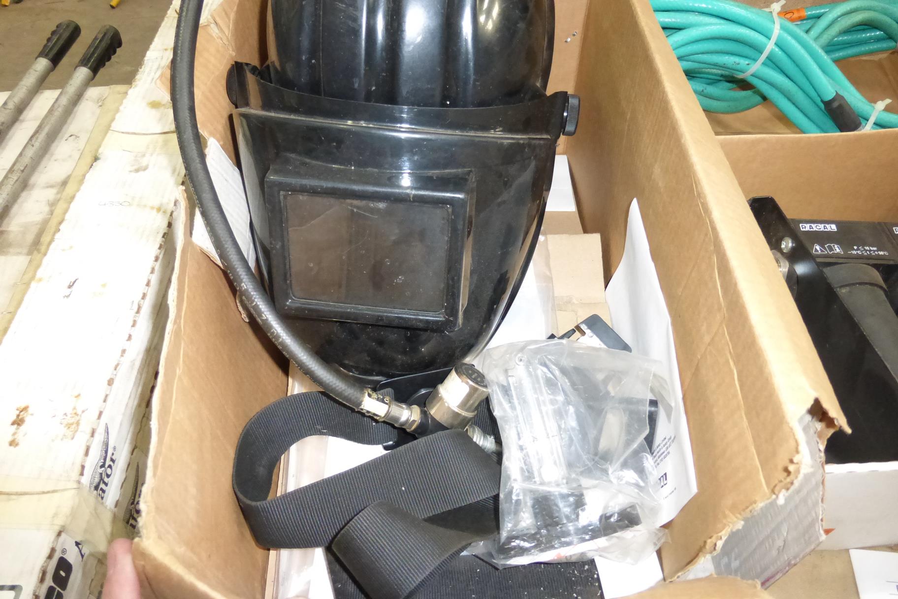* A Racal Airstream Welding Helmet c/w Aircare three part portable Air