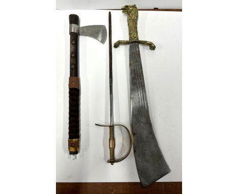 Swords and axe etc (3) 