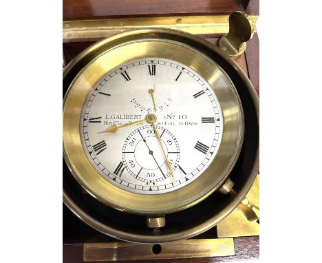 L Galibert of Le Havre, marine chronometer in fine quality box with key 