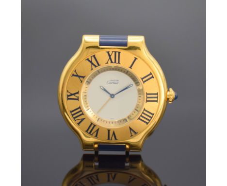 CARTIER Tischwecker aus der Serie Linie 21,  Schweiz um 1995, quarz, ref. 6604, verg., aufstellbares Gehäuse, Boden verschr.,